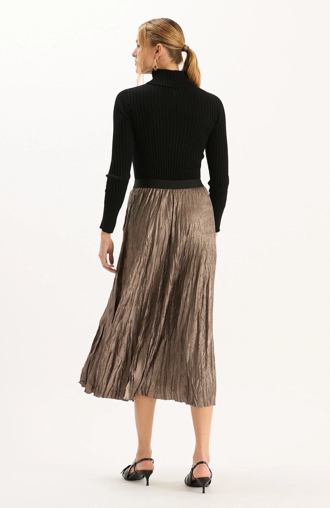 CARA METALLIC PLEATED SKIRT