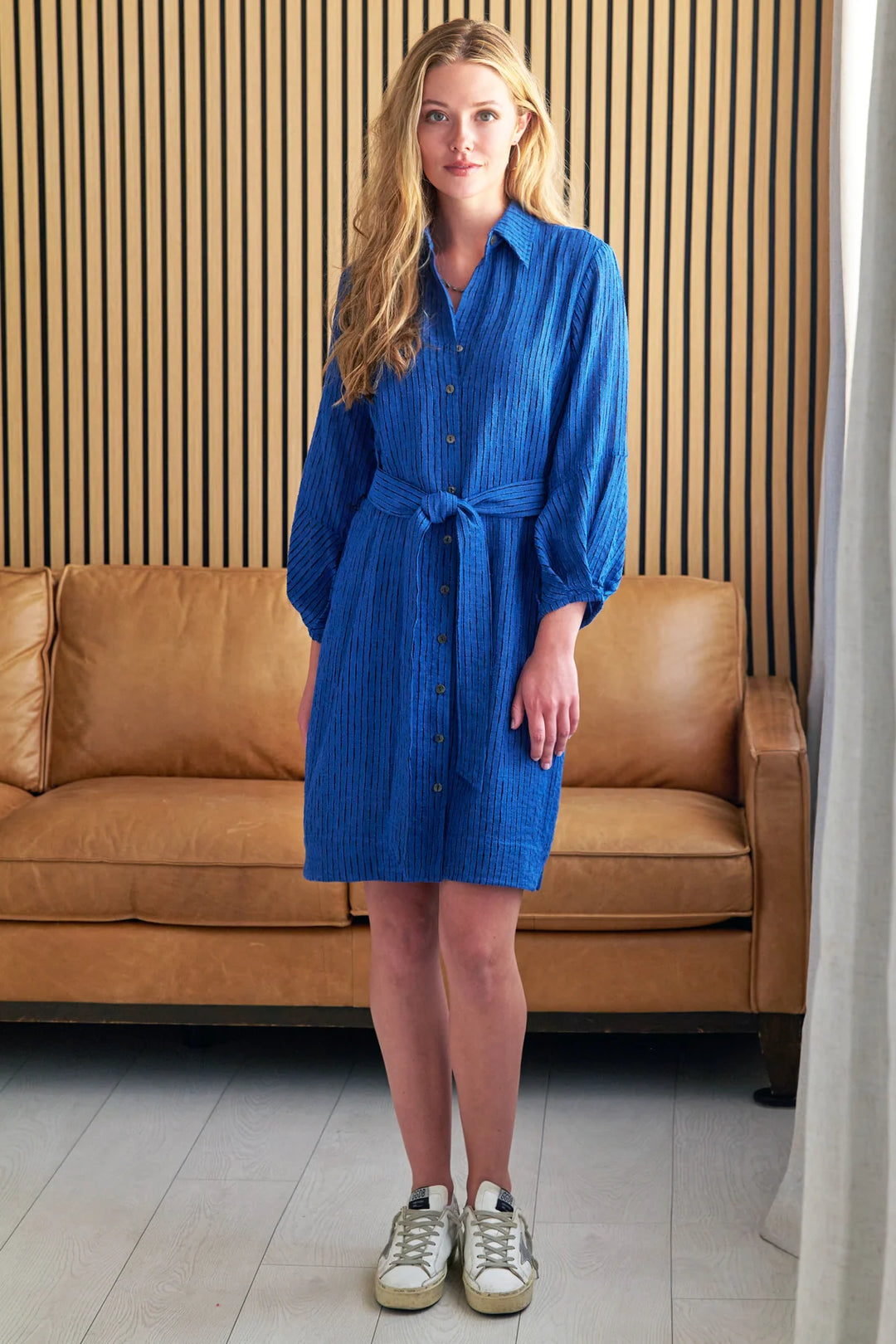 MILO DRESS OPEN WEAVE STRIPE