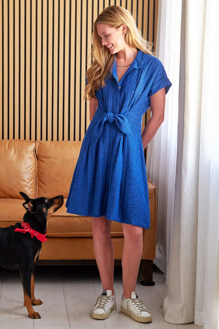 SHORT ROCKY DRESS OPEN WEAVE STRIPE