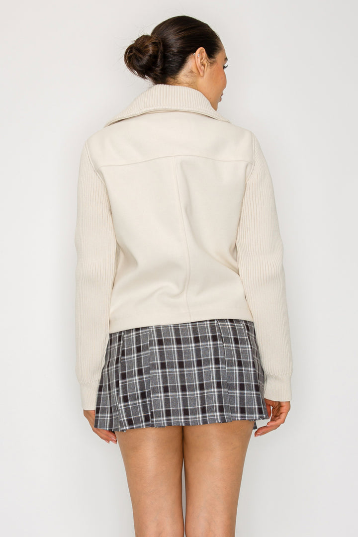 SOFT CONTRAST ZIPPERED JACKET