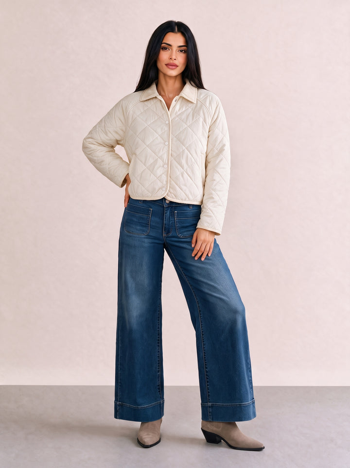 QUILTED BUTTONED FAUX JACKET