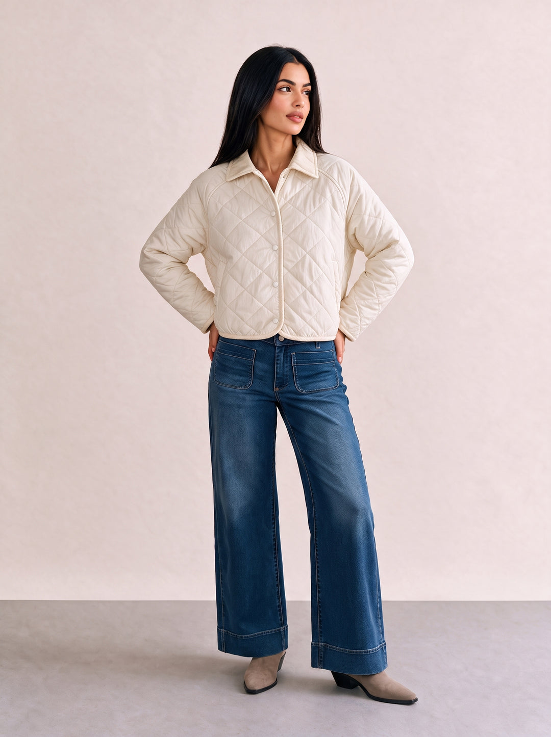 QUILTED BUTTONED FAUX JACKET