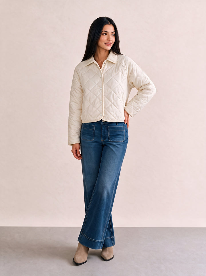 QUILTED BUTTONED FAUX JACKET