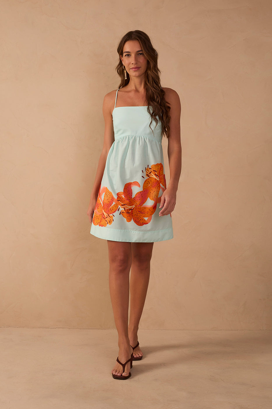 Blue Lily Back Ties Tricoline Mini Dress