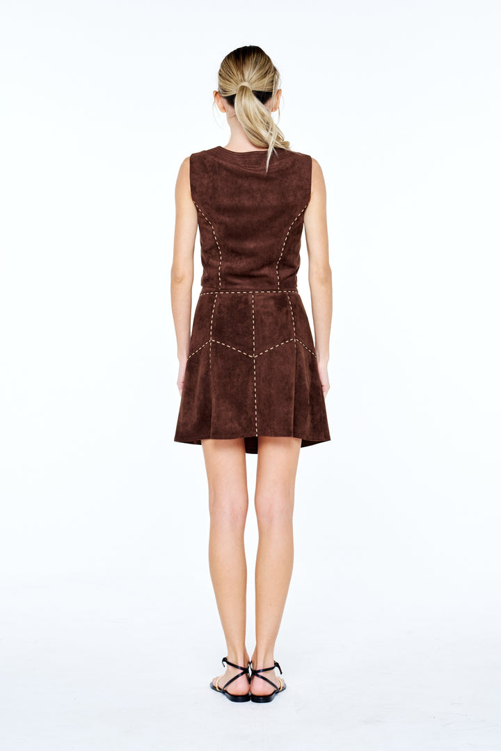 Akia Suede Button-Down Top