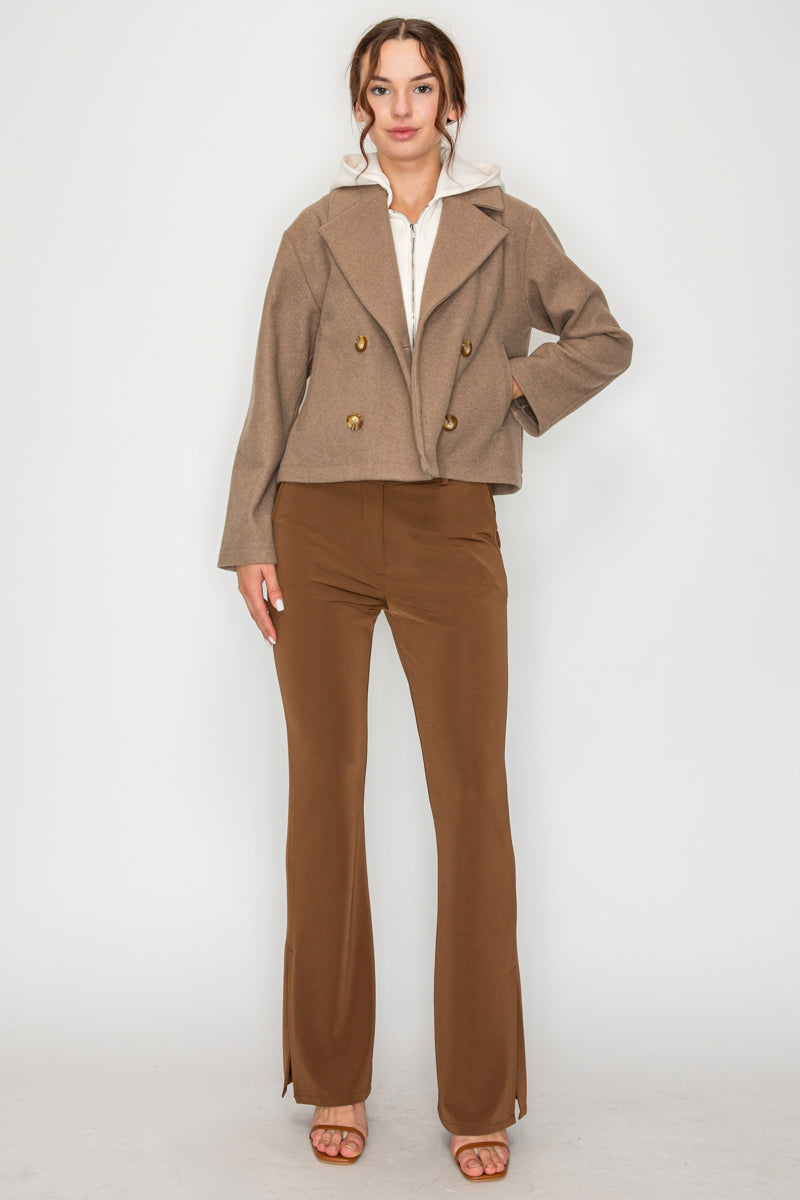 HOODED BUTTON BLAZER JACKET