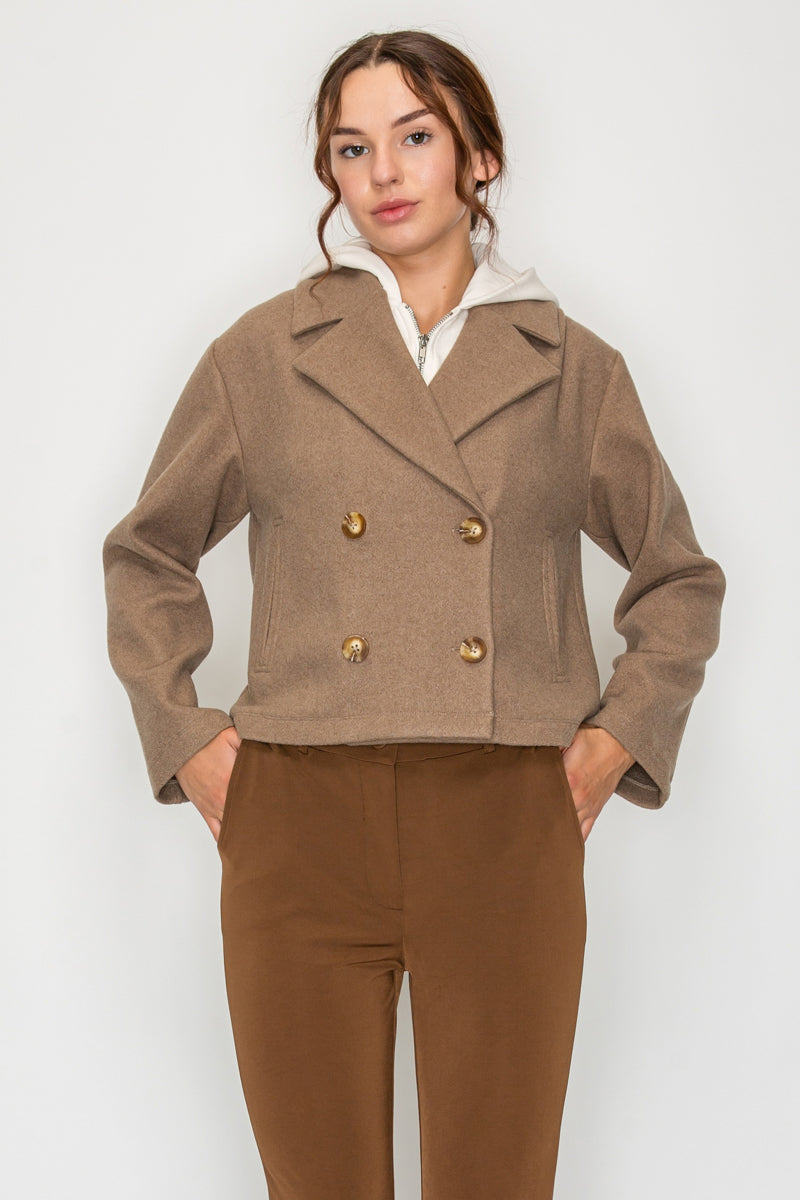 HOODED BUTTON BLAZER JACKET