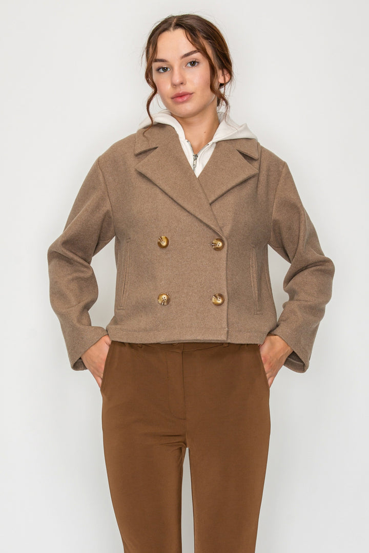 HOODED BUTTON BLAZER JACKET