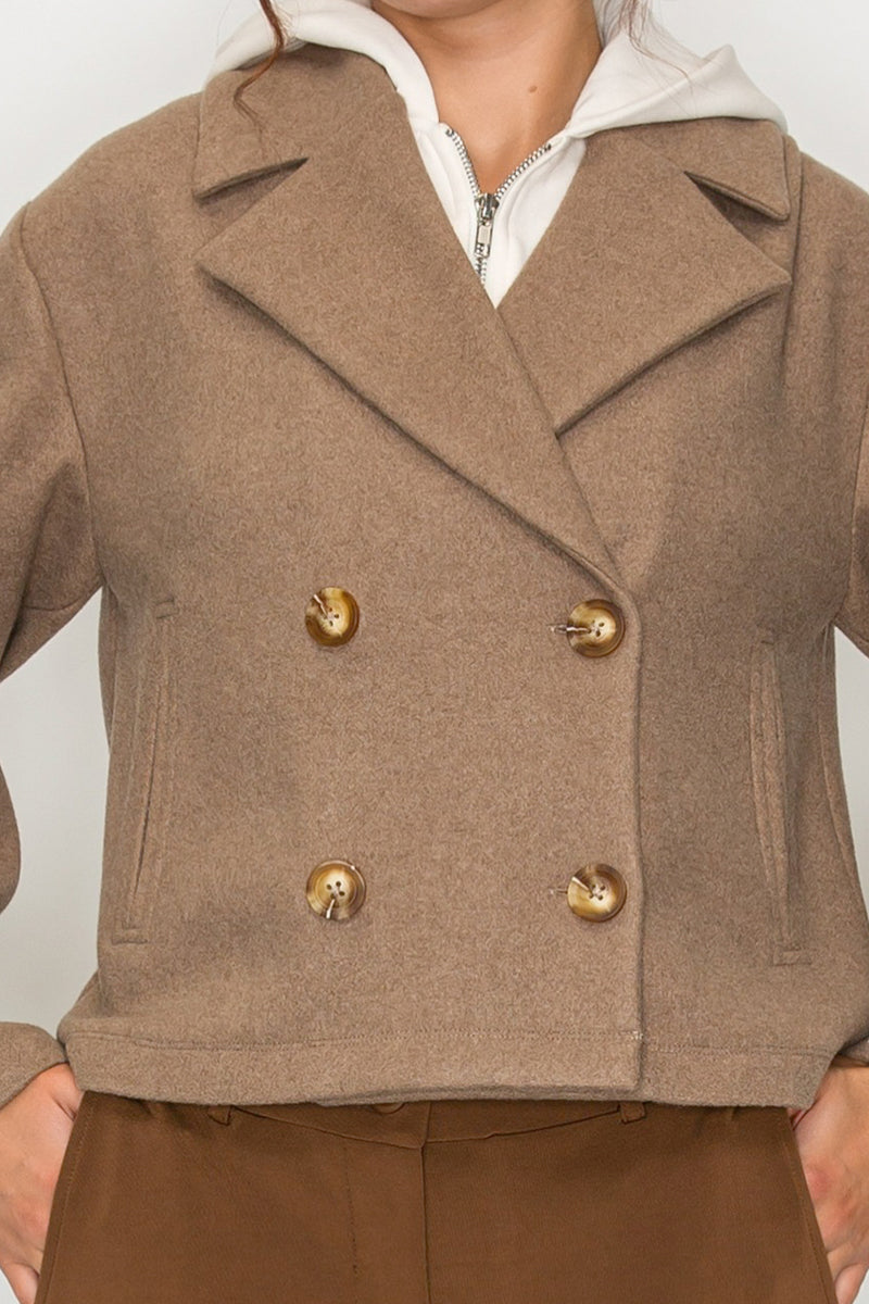 HOODED BUTTON BLAZER JACKET