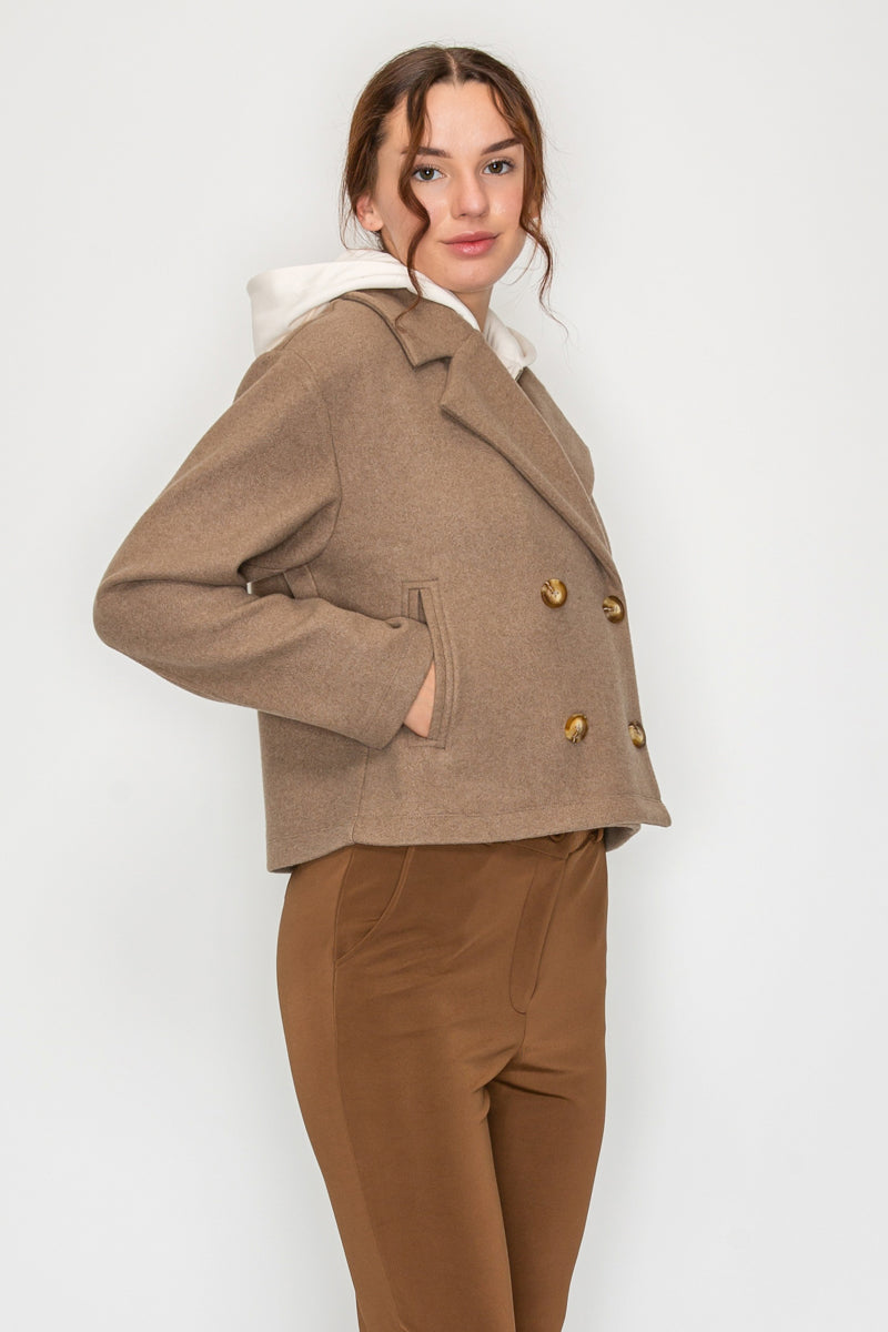 HOODED BUTTON BLAZER JACKET