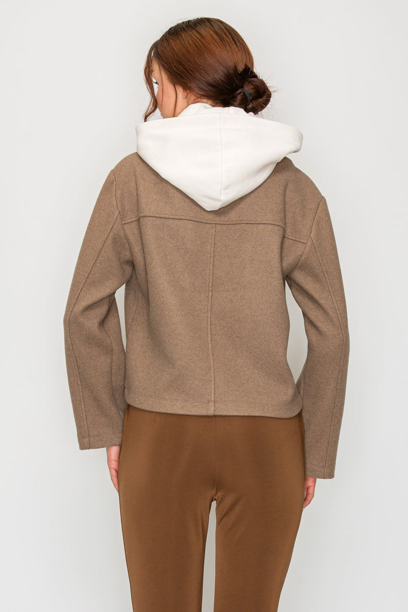 HOODED BUTTON BLAZER JACKET