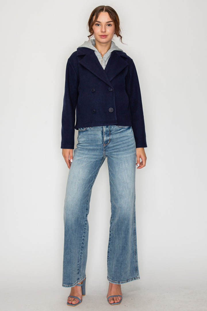 HOODED BUTTON BLAZER JACKET