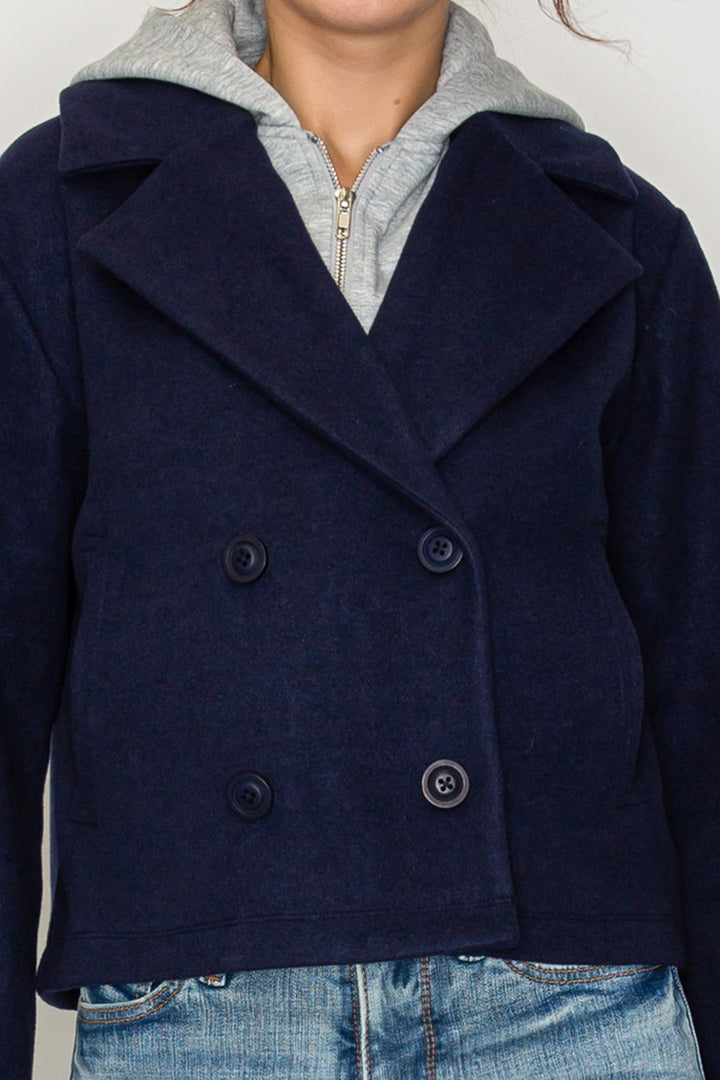 HOODED BUTTON BLAZER JACKET