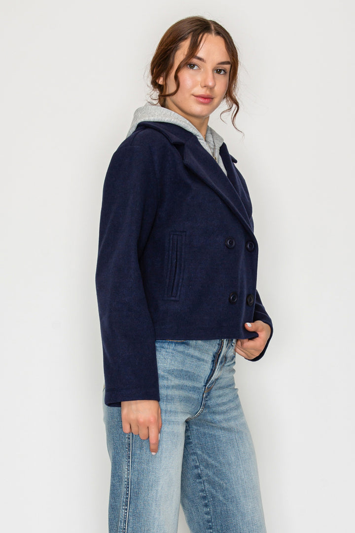 HOODED BUTTON BLAZER JACKET