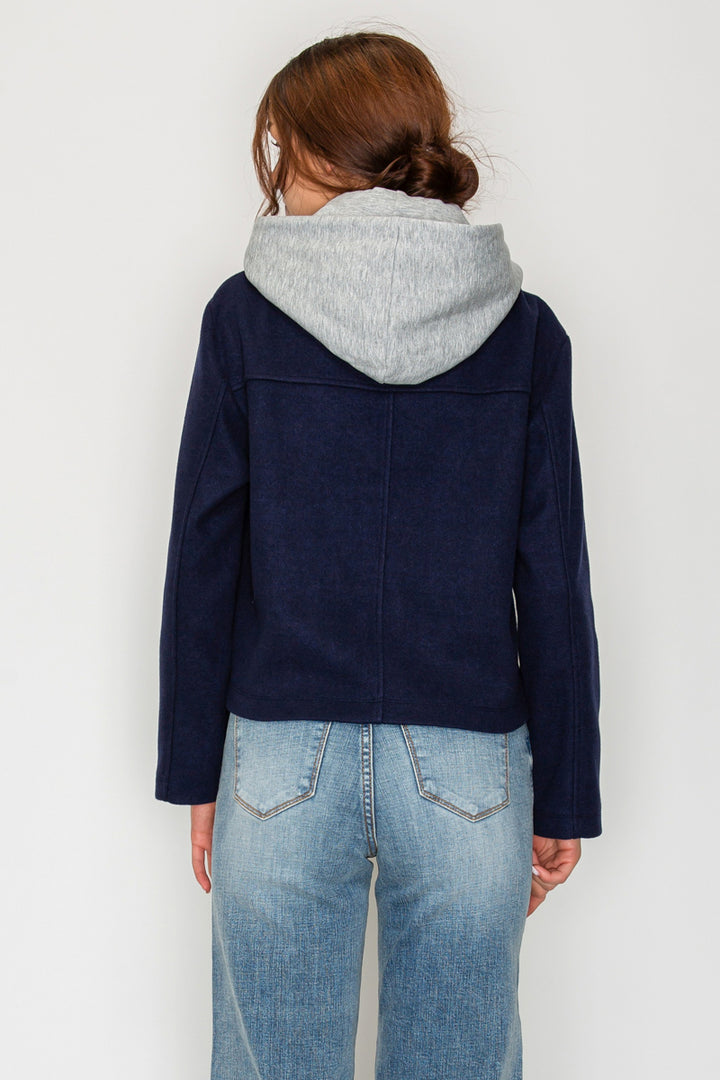 HOODED BUTTON BLAZER JACKET