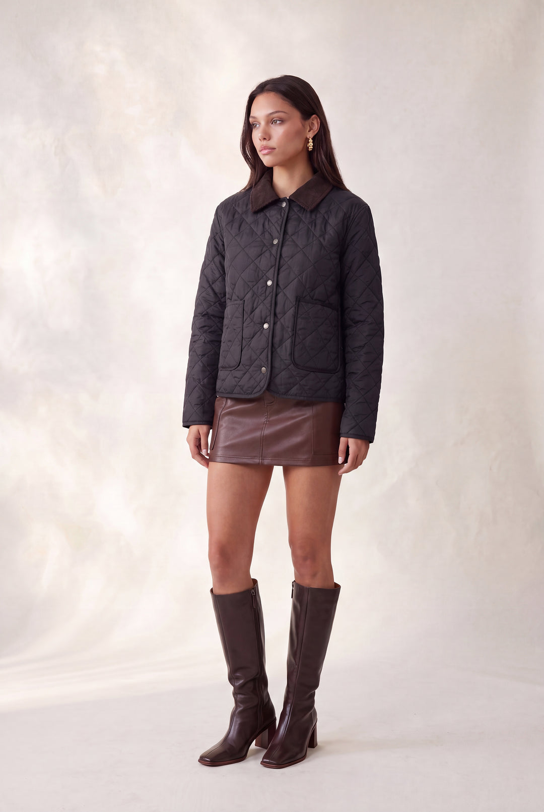 CORDUROY COLLAR QUILTED JACKET