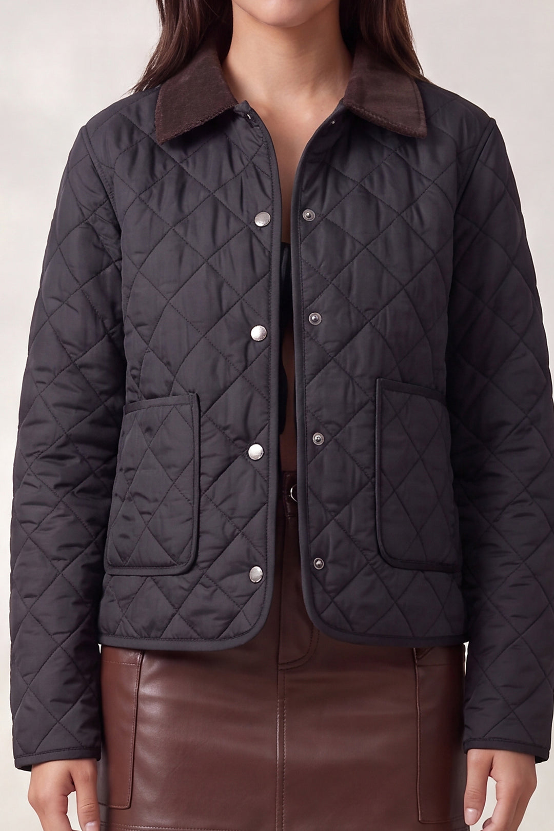 CORDUROY COLLAR QUILTED JACKET