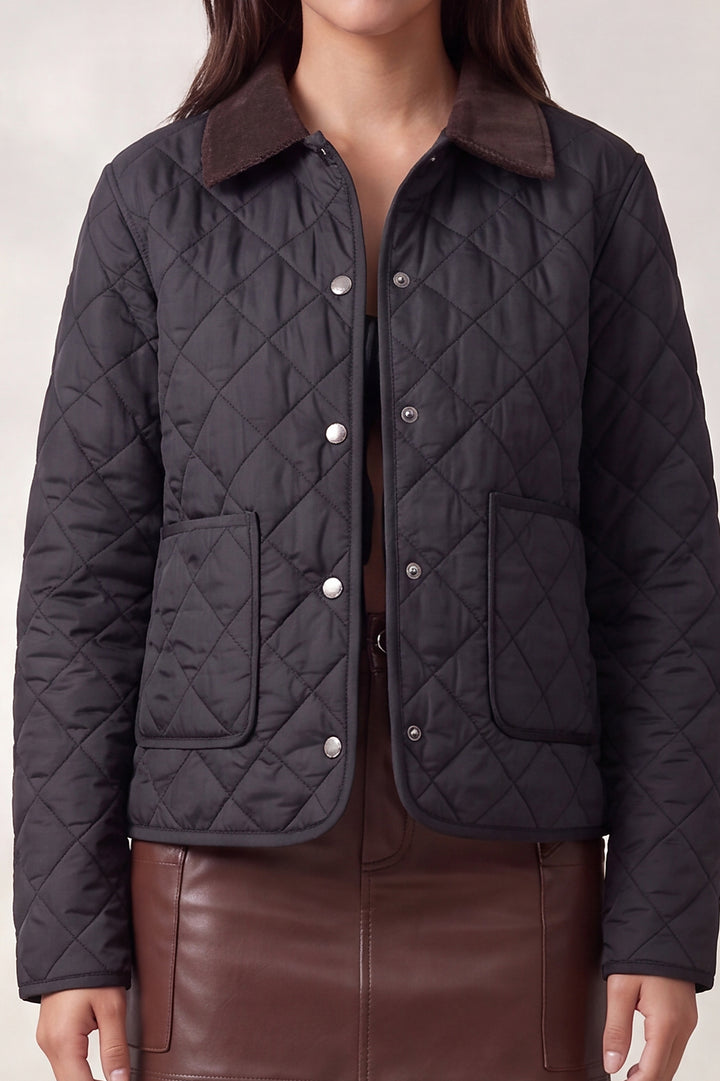CORDUROY COLLAR QUILTED JACKET