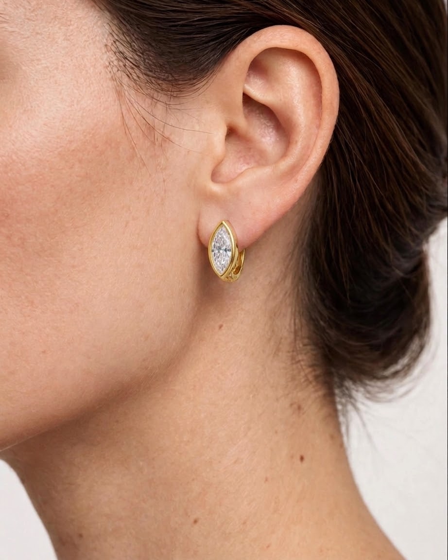 Marquise Bezel Mini Hoop
