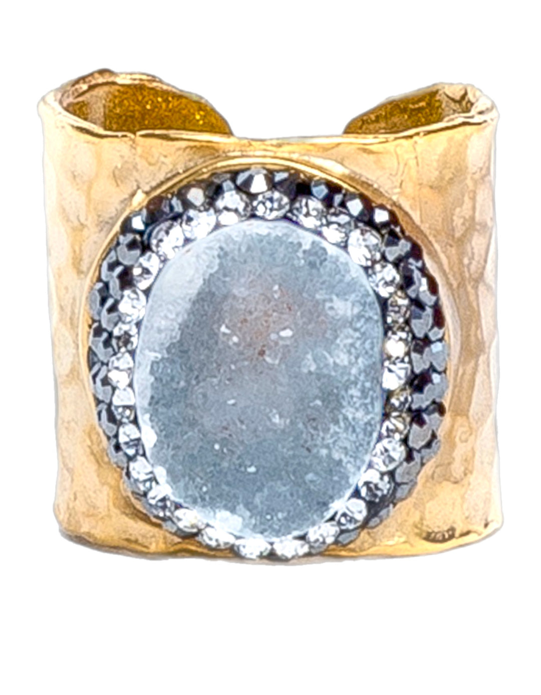 Pave Trimmed Druzy Cuff Ring