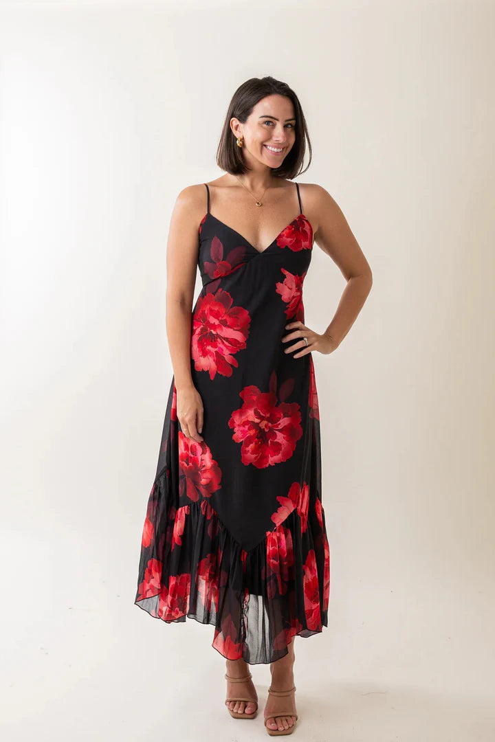 SCARLET MELODY MIDI DRESS