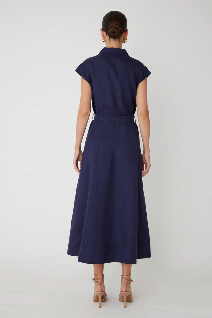 HELSA LONG LINEN BLEND DRESS