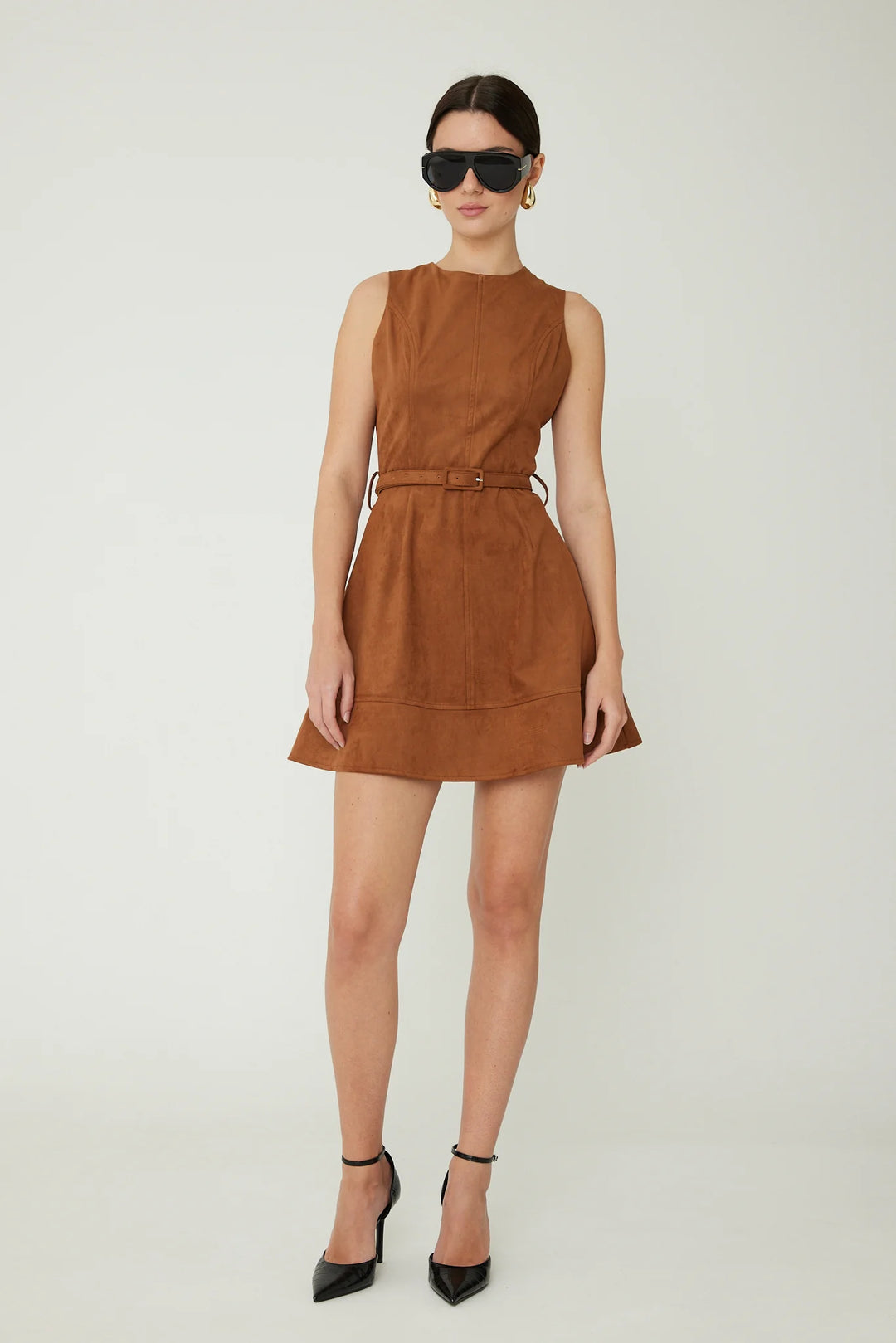 Lorenzo Ultra Suede Mid-Length Dress - Cognac I / Medium Lorenzo Ultra Suede Mid-Length Dress - Cognac I / Medium