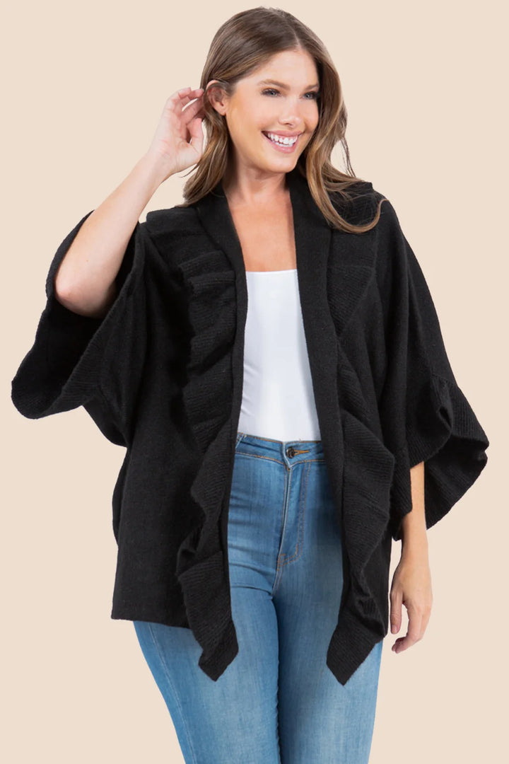 SOLID RUFFLE KIMONO