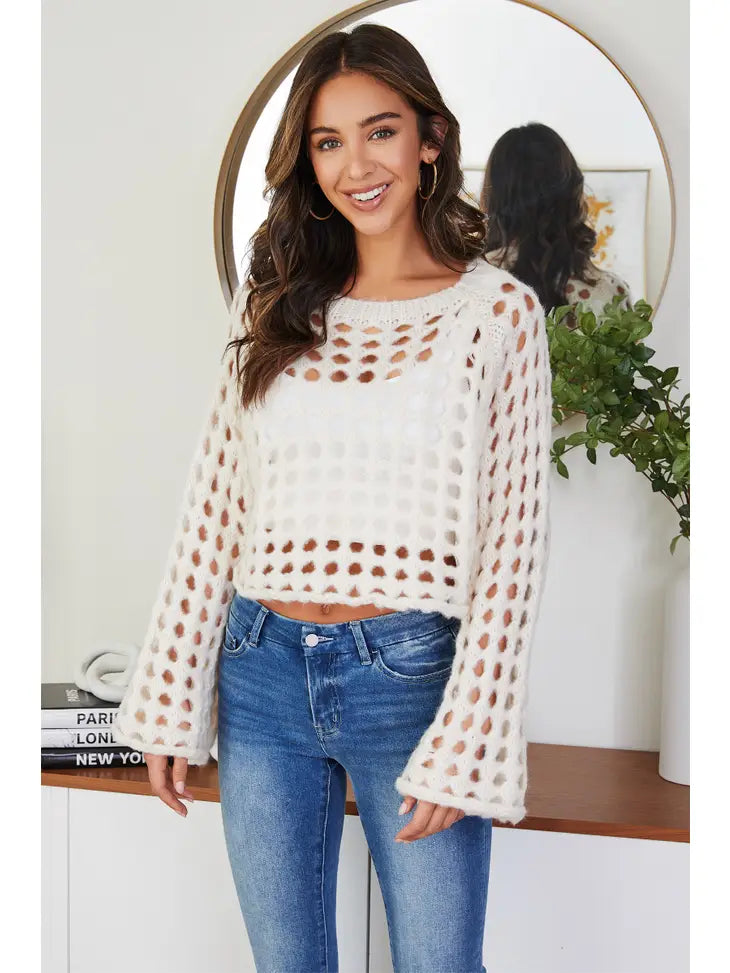 CROPPED OPEN KNIT SWEATER