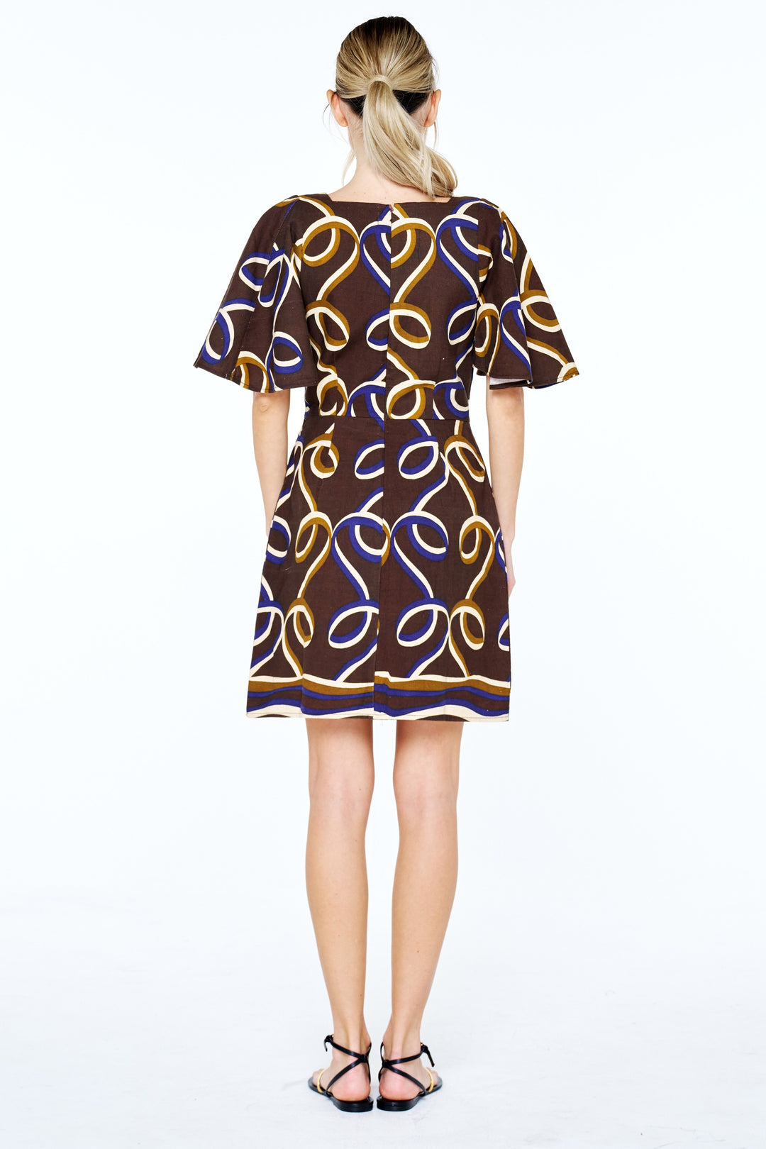 Kim Printed Ribbon Scalloped Mini Dress