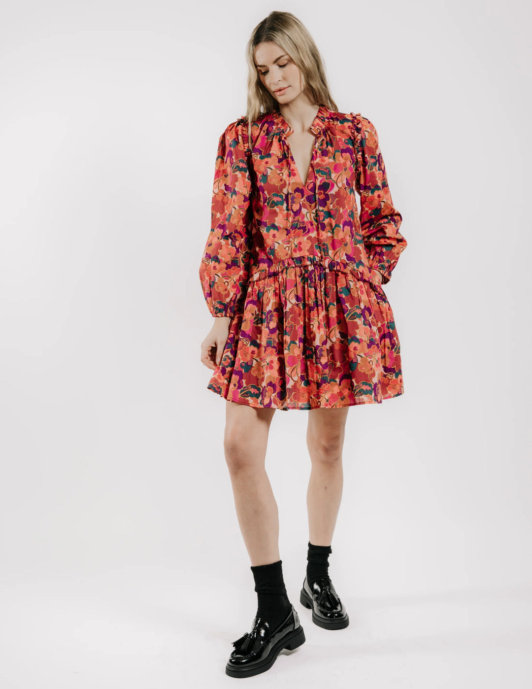 Edith Long Sleeves Dress Prospect Flower Liberty Print / X-Small Edith Long Sleeves Dress Prospect Flower Liberty Print / X-Small