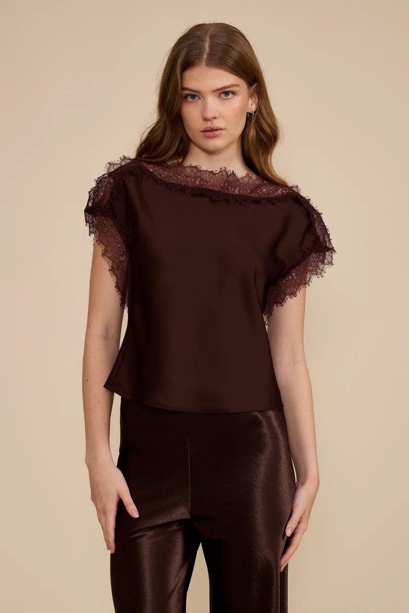 CHRIS LACE TRIM TOP