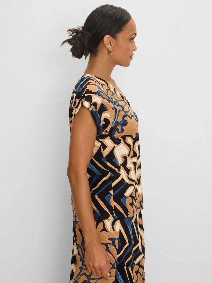 DECO BLOOMS CAP SLEEVE TEE
