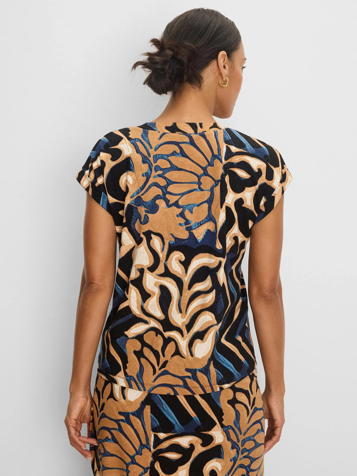 DECO BLOOMS CAP SLEEVE TEE