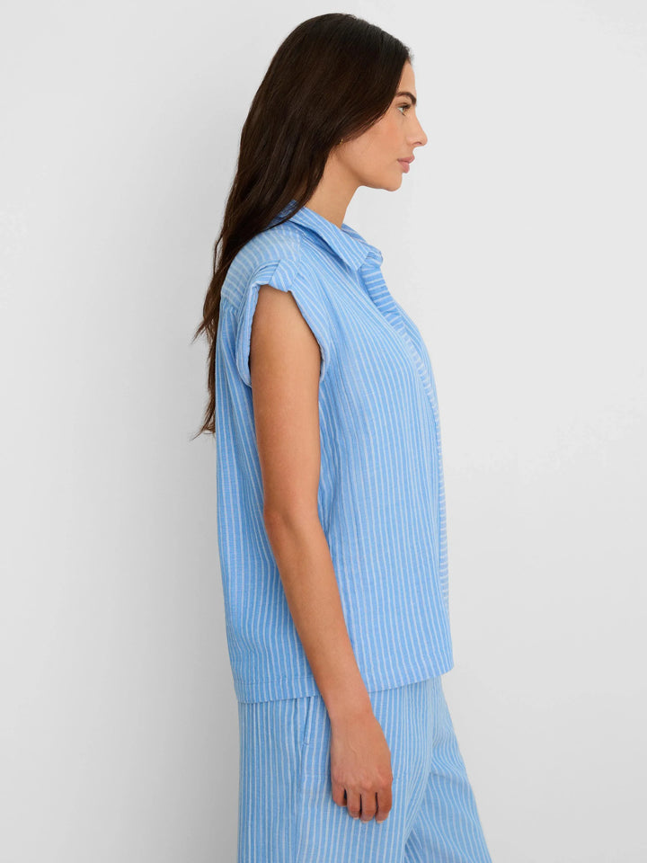 STRIPED GAUZE RESORT SHIRT