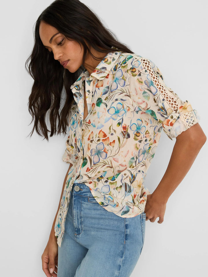 PRESSED FLOWERS COTTON LAWN SHIRT