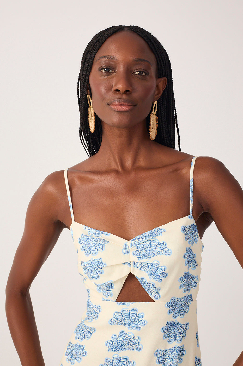 Off-white Aquarium Cut-out Sleeveless Linen Maxi Dress