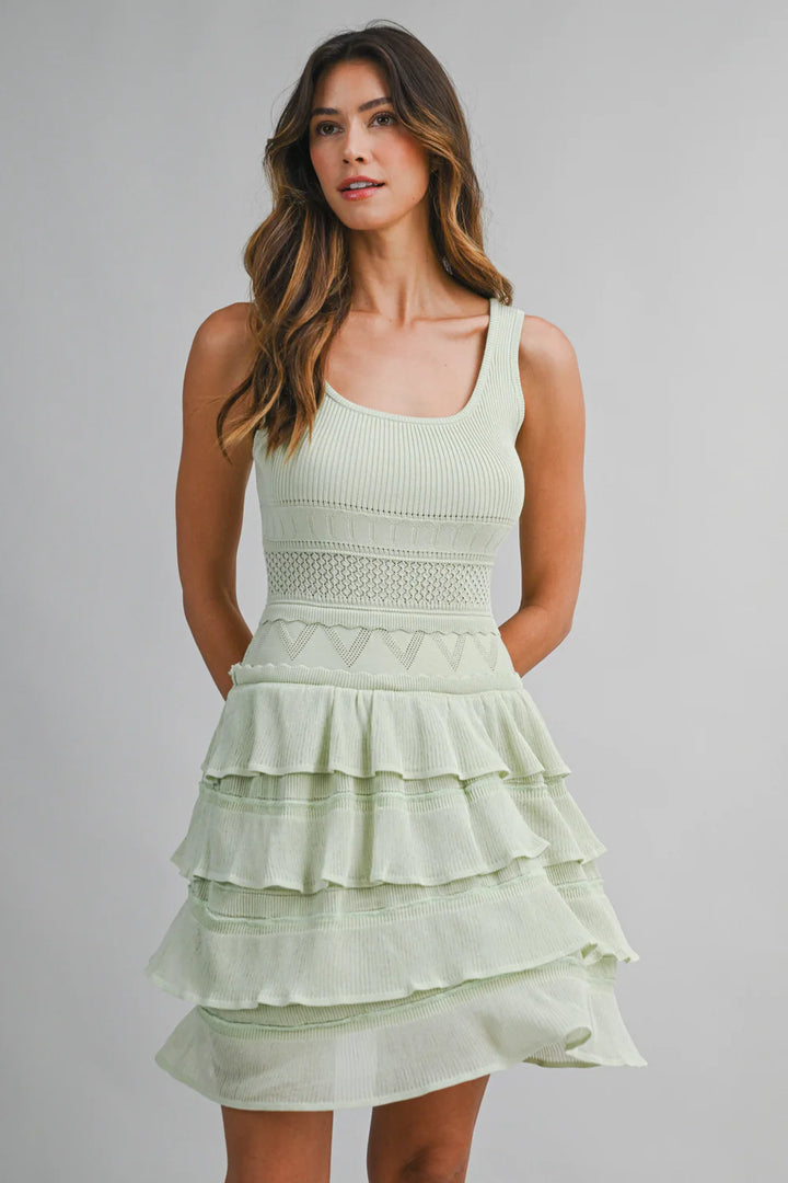 RUFFLE SWEATER MINI DRESS