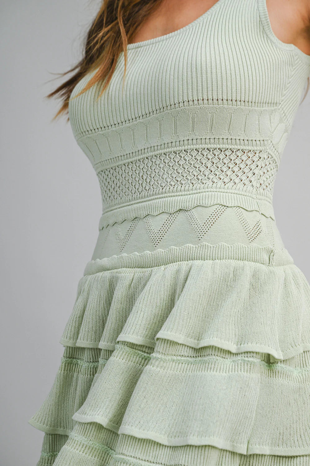 RUFFLE SWEATER MINI DRESS