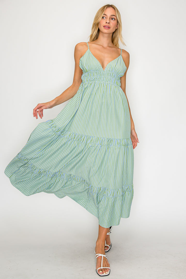 SANTORINI MOONSTRIPES S/L MAXI DRESS