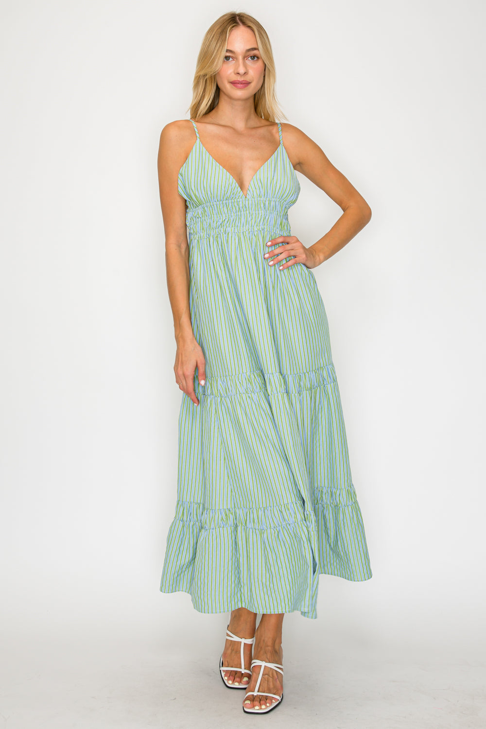 SANTORINI MOONSTRIPES S/L MAXI DRESS