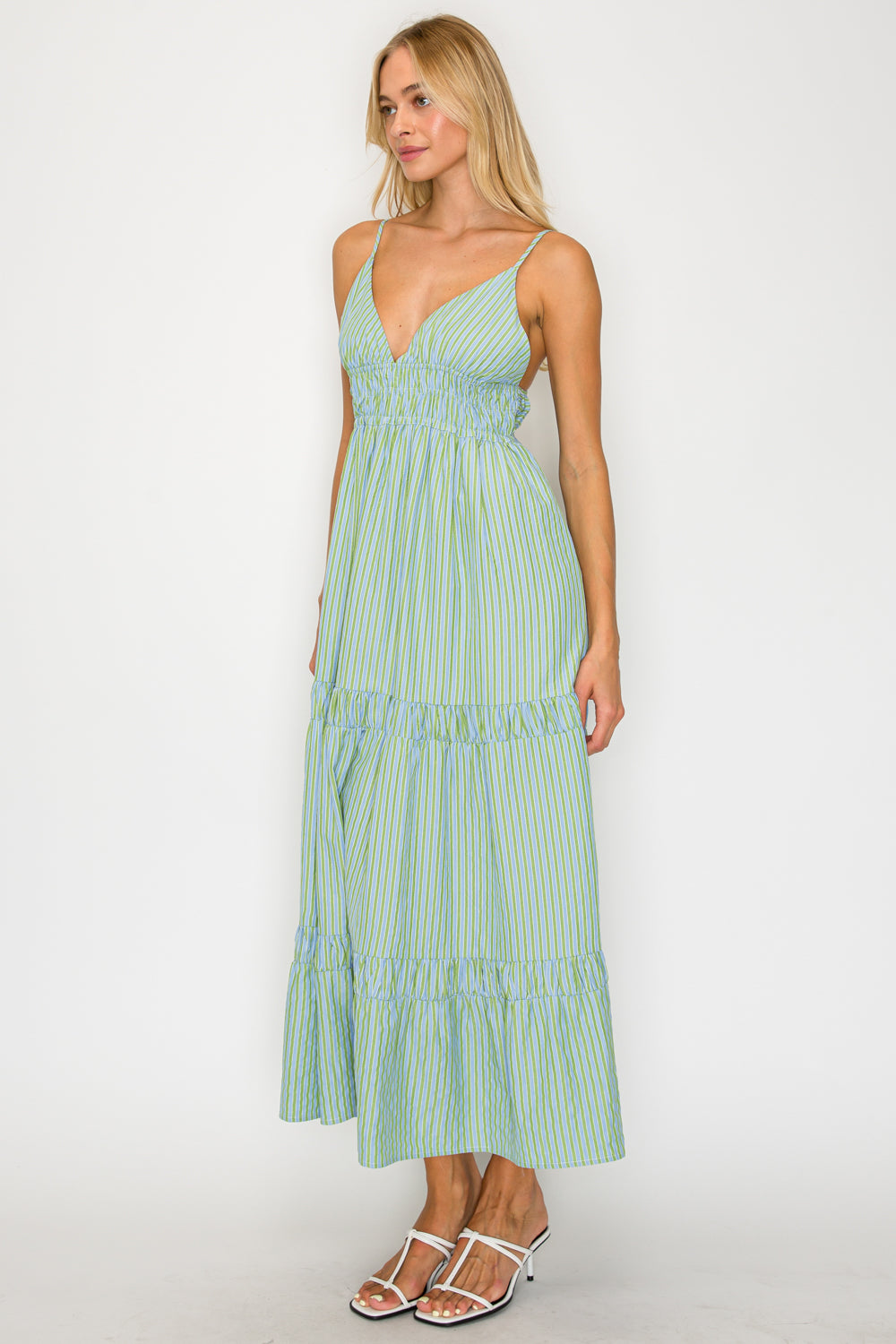 SANTORINI MOONSTRIPES S/L MAXI DRESS