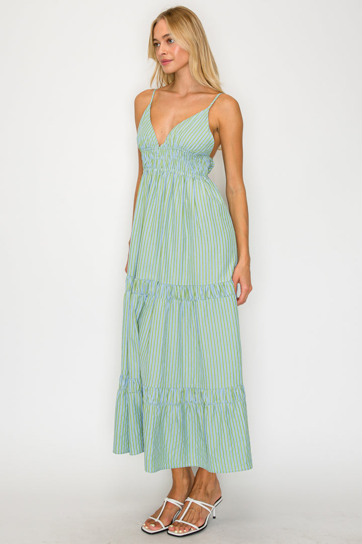 SANTORINI MOONSTRIPES S/L MAXI DRESS