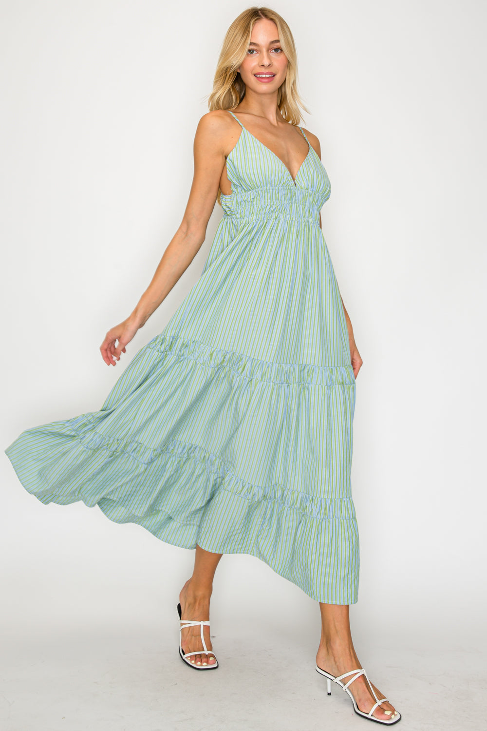 SANTORINI MOONSTRIPES S/L MAXI DRESS