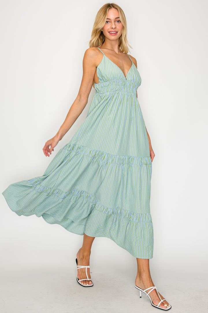 SANTORINI MOONSTRIPES S/L MAXI DRESS