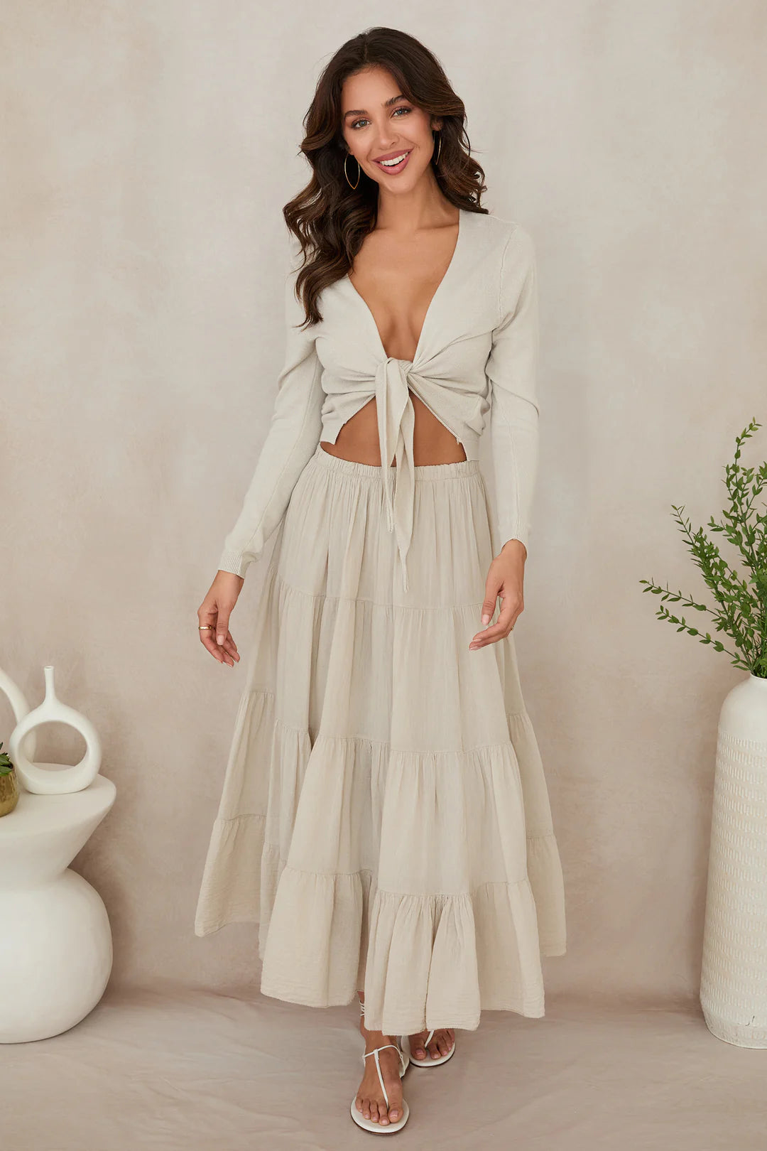 LONG SLEEVE ITALIAN VISCOSE TIE TOP