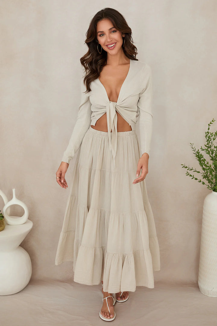 LONG SLEEVE ITALIAN VISCOSE TIE TOP