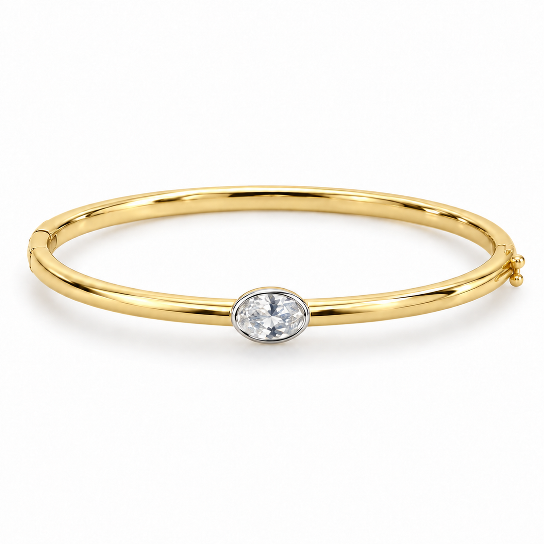 Drew Oval Cut Bezel Two-Tone Bangle