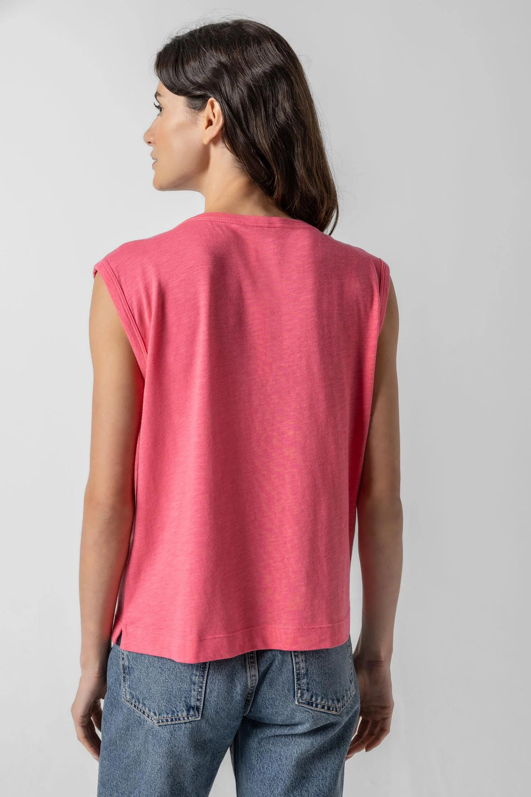 SHIRRED SHOULDER SCOOP NECK