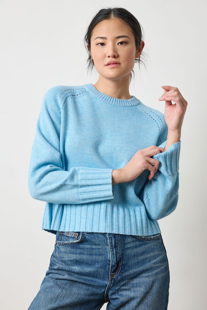 SADDLE SLEEVE CREWNECK SWEATER